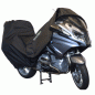Preview: Motorrad-Topcase-Abdeckplane "Alfa" in schwarz,  L, Maße: L 229 x B 99 x H vorne 135 x H hinten 125cm