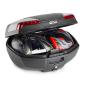 Preview: Givi E46N Riviera - Monolock Topcase mit Platte schwarz, mit innen lackierten roten Reflektoren