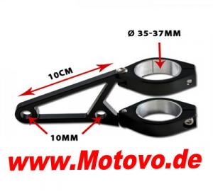 Lampenhalter-Set, CNC Alu-schwarz, 35-37 mm, 4 schwarze Schellen