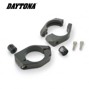 CNC-Blinkerhalter-Set in schwarz, Gabel Ø 35mm, 2 x schwarze Schellen + 2 x M8 Überwurfmutter