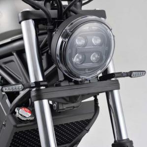 CNC-Blinkerhalter-Set in schwarz, Gabel Ø 49mm, 2 x schwarze Schellen + 2 x M8 Überwurfmutter