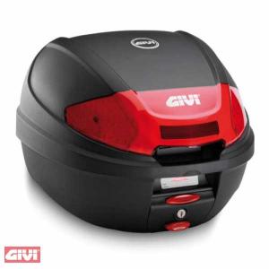 Givi E300 - Monolock Topcase, 30 Liter, schwarz mit rotem Reflektor