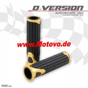 Alu/Gummi-Griffe, D-Version, gold, 7/8"-22 mm, Länge: 125 mm, Ende offen