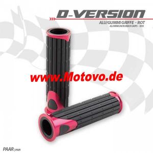 Alu/Gummi-Griffe, D-Version, rot, 7/8"-22 mm, Länge: 125 mm, Ende offen