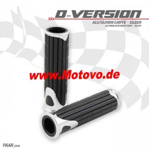 Alu/Gummi-Griffe, D-Version, silber, 7/8"-22 mm, Länge: 125 mm, Ende offen