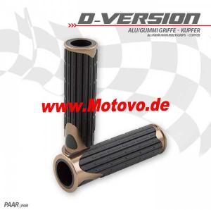 Alu/Gummi-Griffe, D-Version, kupfer, 7/8"-22 mm, Länge: 125 mm, Ende offen