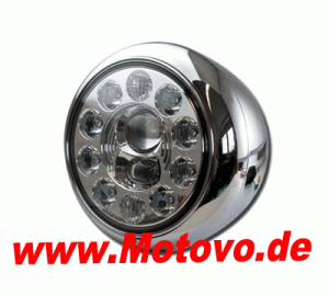 LED-Scheinwerfer 7", "HD-Style" in chrom