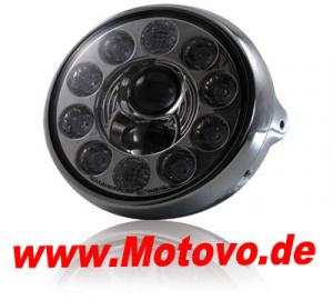 LED-Scheinwerfer 7","British Style", chrom, E-geprüft