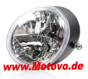 Scheinwerfer "V-Rod Style" in schwarz, E-geprüft