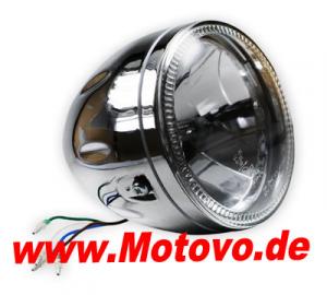 Hauptscheinwerfer 5 3/4 Zoll verchromt, mit LED Standlichtring