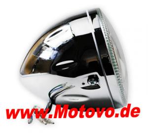 Hauptscheinwerfer 5 3/4 Zoll verchromt, mit LED Standlichtring