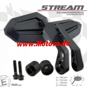 1 Paar Lenkerendenspiegel Stream in Alu, M8 Kawasaki