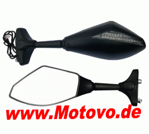 1 Paar Verkleidungsspiegel + Blinker Universal in schwarz, E-geprüft