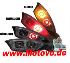 LED-Blinker Rücklichtkombi Shadow, schwarz, getönt