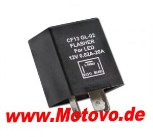 Blinkrelais für LED-Blinker, 3-pol 12V, 0,02A-20A
