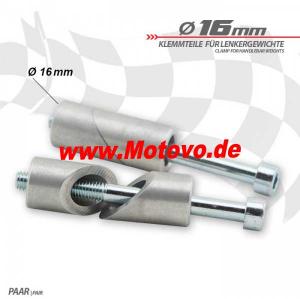 1 Paar Klemmteile für Lenkergewichte in Alu, 16 mm