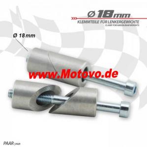 1 Paar Klemmteile für Lenkergewichte in Alu, 18 mm
