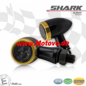 1 Paar SMD-Blinker "Shark", Alu, schwarz/gold