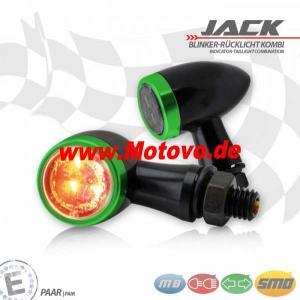1 Paar SMD-Blinker/RL-SET  "Jack", Alu, schwarz, Zierring grün