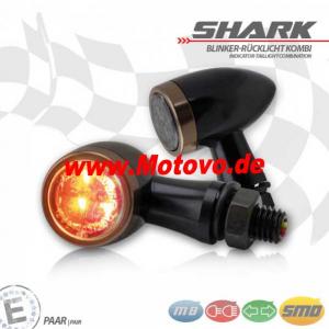 1 Paar SMD-Blinker RL-Kombi "Shark", Alu, schwarz/kupfer