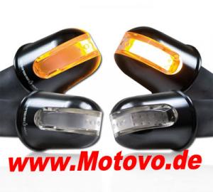 1 Paar ALU-Lenkerendenblinker Rondo mit LED in schwarz