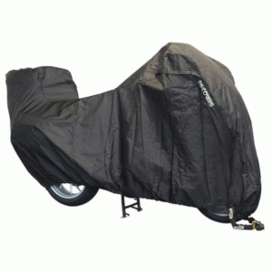 Motorrad-Topcase-Abdeckplane "Alfa" in schwarz,  L, Maße: L 229 x B 99 x H vorne 135 x H hinten 125cm