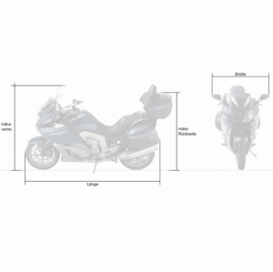 Motorrad-Topcase-Abdeckplane "Alfa" in schwarz,  L, Maße: L 229 x B 99 x H vorne 135 x H hinten 125cm