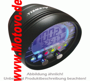 ACE-2755AS Multifunktionelles Digitalinstrument, alu-schwarz, Aufbau-Tacho, Drehzahlmesser-Uhr