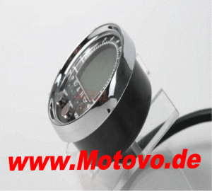 ACE-2755 Multifunktionelles Digitalinstrument, chrom, Einbau-Tacho Drehzahlmesser-Uhr