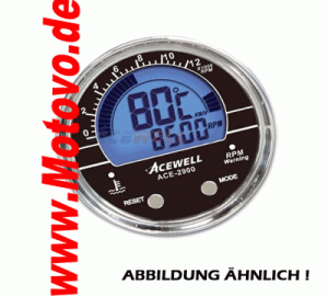 ACE-2900 Multifunktionelles Digitalinstrument, chrom, kein Tacho, Einbau-Drehzahlmesser-Uhr-Temparatur