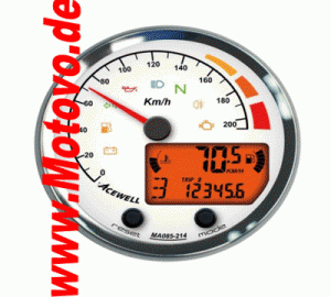 ACE-MA085214 Multifunktionelles Digitalinstrument mit Zeiger für Tachometer 210 Km/h, GH-chrom, ZB-weiß