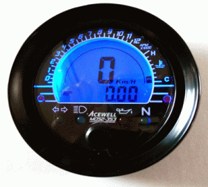 ACE-MD052-353 Multifunktionales Digitalinstrument in chrom inklusive Tacho, Drehzahlmesser, Temperaturanzeige