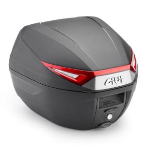 Givi C30N - Monolock Topcase mit Platte schwarz, mit roten Reflektoren