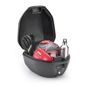 Preview: Givi C30N - Monolock Topcase mit Platte schwarz, mit roten Reflektoren