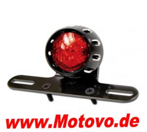 LED Rücklicht CNC mit Halter in rot, mit KZB, schwarz