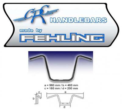 Lenker Ape Hanger (AHHD 1) 1 Zoll, schwarz mit Kerbe