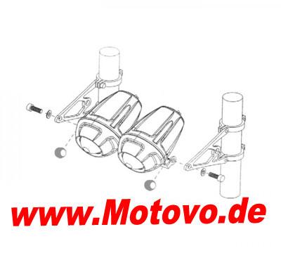 Lampenhalter-Set, CNC Alu-schwarz, 35-37 mm, 4 schwarze Schellen