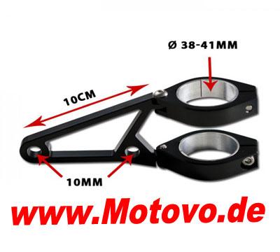 Lampenhalter-Set, CNC Alu-schwarz, 38-41 mm, 4 schwarze Schellen