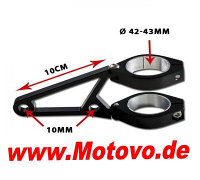 Lampenhalter-Set, CNC Alu-schwarz, 42-43 mm, 4 schwarze Schellen