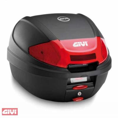 Givi E300 - Monolock Topcase, 30 Liter, schwarz mit rotem Reflektor