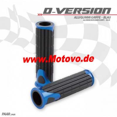 Alu/Gummi-Griffe, D-Version, blau, 7/8"-22 mm, Länge: 125 mm, Ende offen