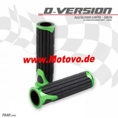 Alu/Gummi-Griffe, D-Version, grün, 7/8"-22 mm, Länge: 125 mm, Ende offen
