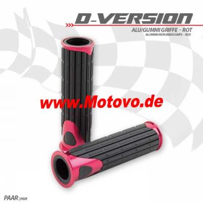 Alu/Gummi-Griffe, D-Version, rot, 7/8"-22 mm, Länge: 125 mm, Ende offen