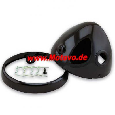 Scheinwerfergehäuse 7", Nevo Style in schwarz glanz