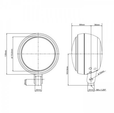 LED Scheinwerfer Daytona 120 mm in schwarz