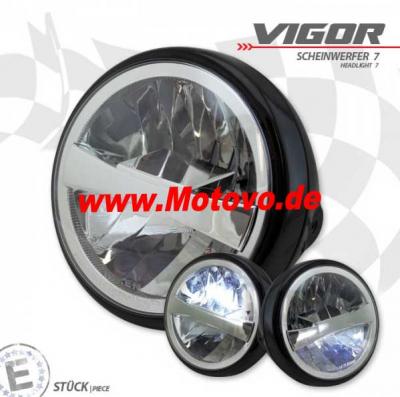 LED-Scheinwerfer 7 Zoll, "Vigor" in schwarz