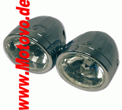 Doppel Scheinwerfer Set 3,5 Grooved, Chrom mit Standlicht