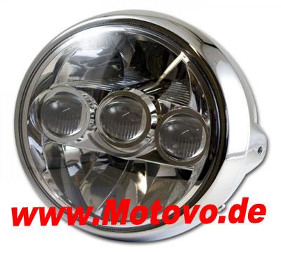 LED-Scheinwerfer 7", FARGO, M8 seitlich, chrom, E-geprüft