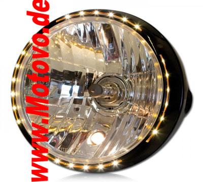 Scheinwerfer 7", New Nevo, Klarglas, schwarz, E-geprüft