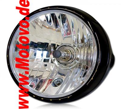 Scheinwerfer 7", New Nevo, Klarglas, schwarz, E-geprüft